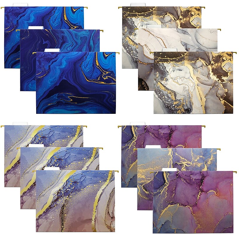Global Printed Products Heavy Duty Hanging File Folder, 1" Expansion, Straight-Cut, Letter Size, Marble, 12/Pack (GPP-0102-B) image 1