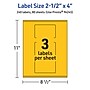 Avery Rectangle Laser/Inkjet Multipurpose Labels, 2.5" x 4", Bright Yellow (240/Box)~#|#~6E7358D8-DB47-436F-B0254AF9ECAEFEBA_sc7