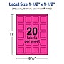 Avery Laser/Inkjet Square Multipurpose Labels, 1.5" x 1.5", Neon Magenta, 200/Pack (94106)~#|#~6E756595-2CF0-48F3-8FCF8FB8A8F2DB58_sc7