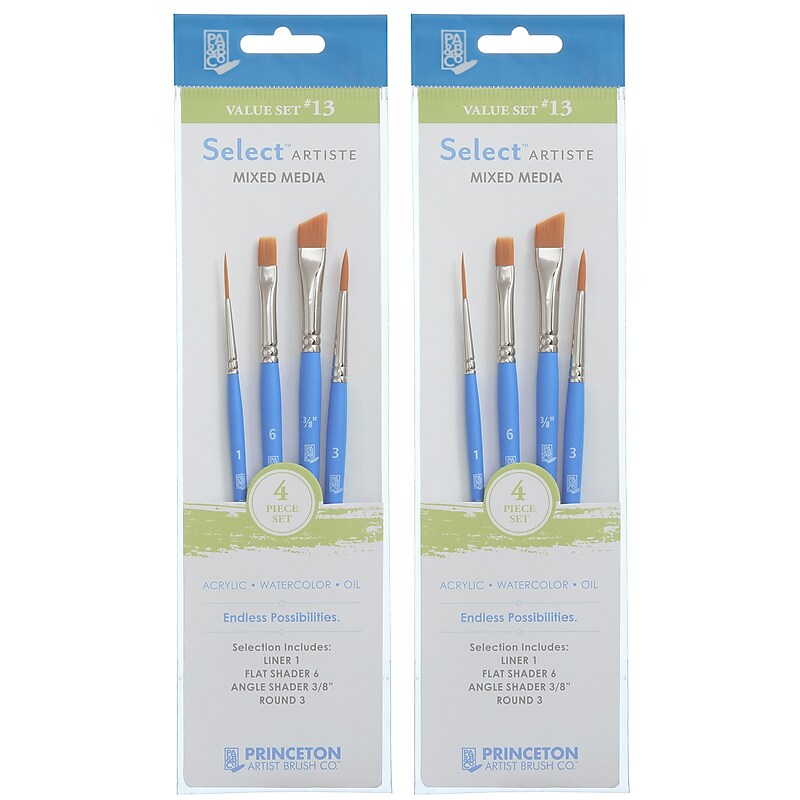 Princeton Select Artiste Mixed Media Synthetic Brush Set No. 13, 4/Set, 2 Sets/Bundle (PBXP3750SET113-2) image 1