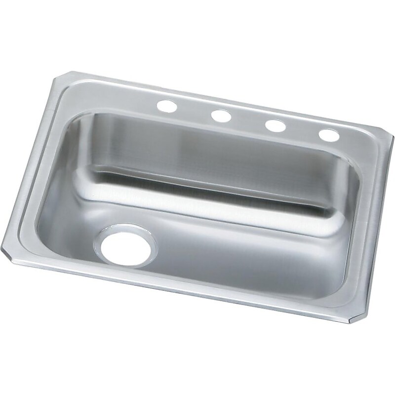 Elkay Celebrity 4-Hole Single-Bowl Drop In Kitchen Sink, 21.25" x 25" x 5.38, Stainless Steel, Brushed Satin (GECR2521L4) image 1