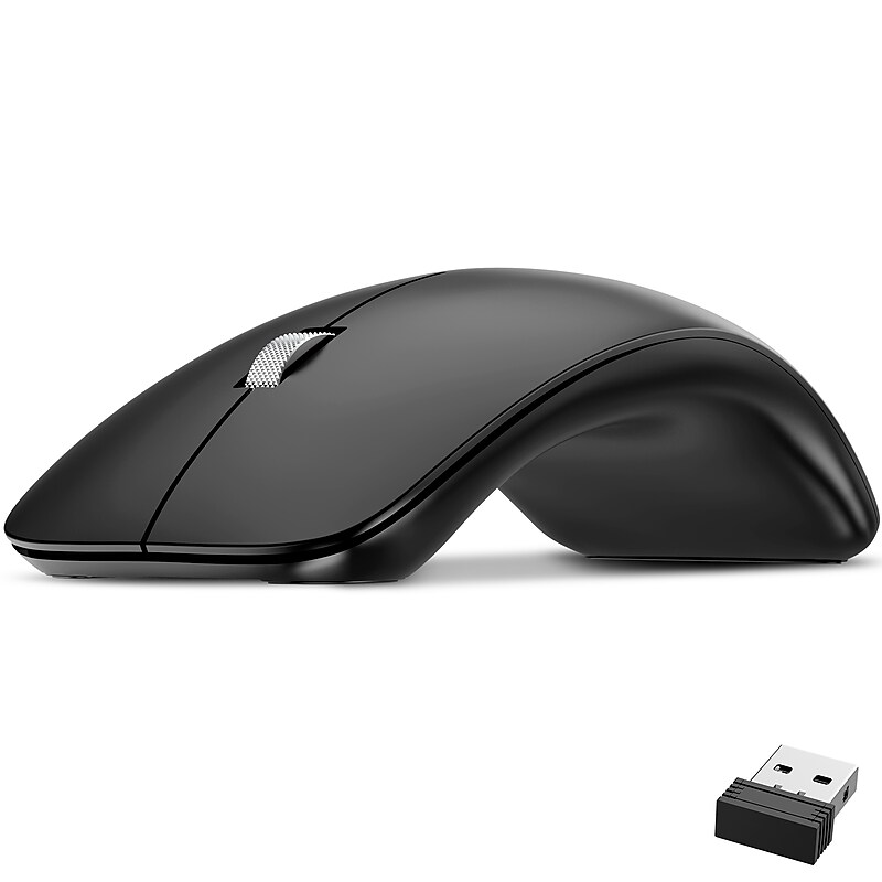 Delton S10 Wireless Ergonomic Curved Optical Mouse, Black (DMERGS10-WB) image 1