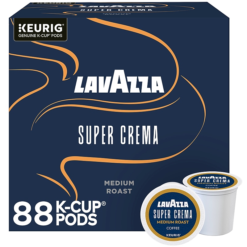 Lavazza Super Crema Caffeinated Hot & Iced Coffee Keurig K-Cup Pods, Medium Roast, 88/Box (5000391097CT) image 1