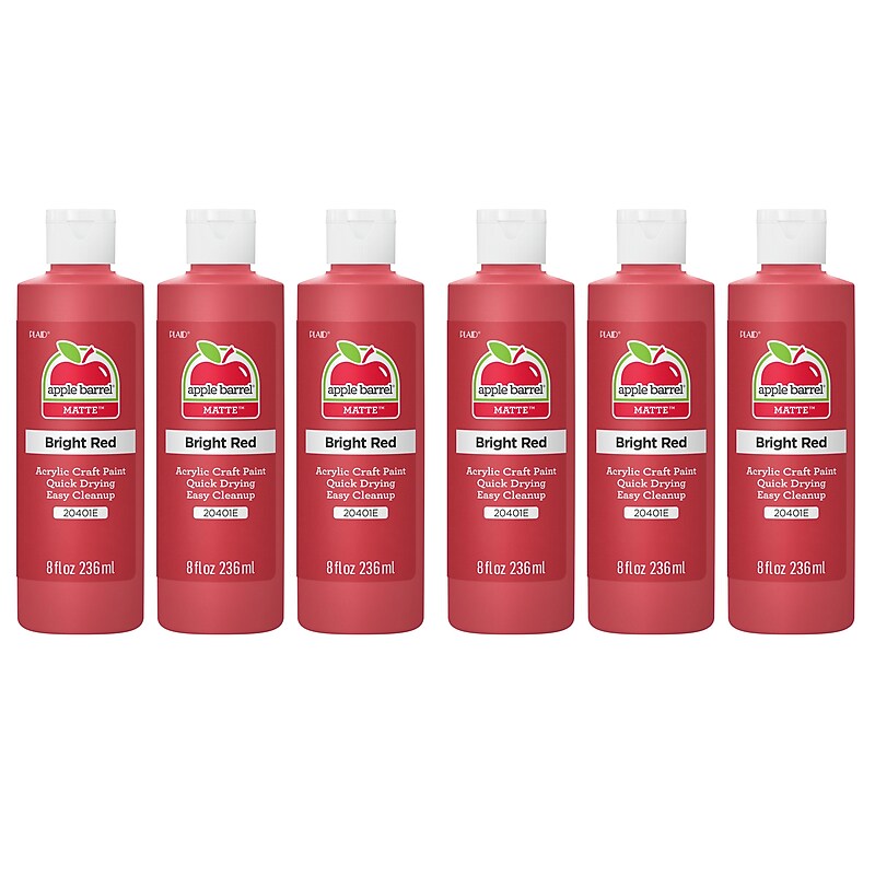 Apple Barrel Acrylic Paint Matte, 8oz., Bright Red, 6/Pack (APP20401E-6) image 1