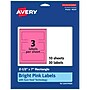 Avery Laser/Inkjet Rectangle Multipurpose Labels, 2.5" x 7", Bright Pink, 30/Pack (94247)~#|#~6EA25922-4EDF-4039-ACA8B8E4D981308F_sc7