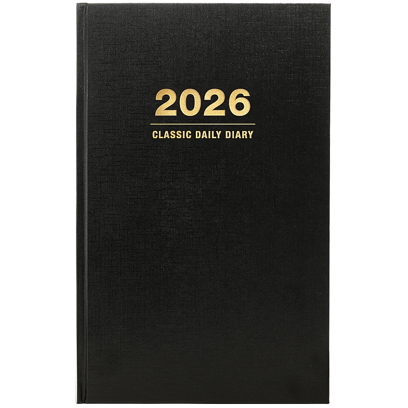 2026 Global Printed Products Professional Diary 8" x 12.5" Daily Planner, Paperboard Cover, Black (SDCY26-BK) image 1