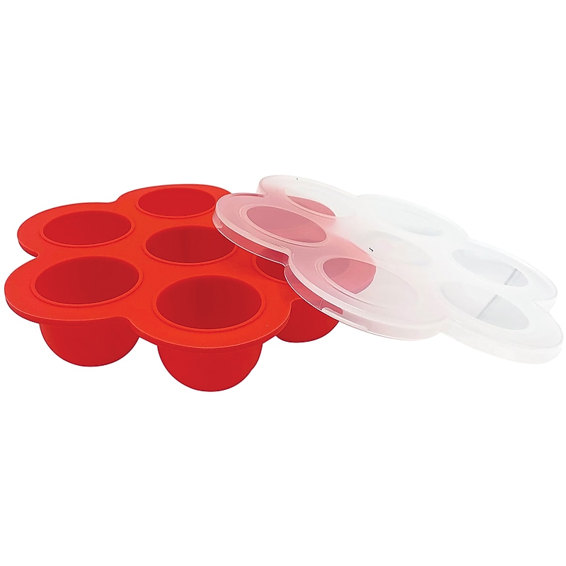 gia'sKITCHEN Silicone 7-Cavity Egg Bites Mold with Lid, Red (DTM21572) image 1