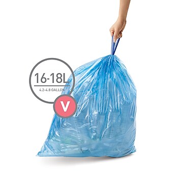 simplehuman Code A Custom Fit Drawstring Trash Bags, 4.5 Liter / 1.2  Gallon, White, 90 Count & Code R Custom Fit Drawstring Trash Bags, 10 Liter  / 2.6