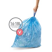 simplehuman Code V Custom Fit Blue Recycling Trash Can Liner, (240 Count), 16-18 Liter / 4.2-4.8 Gallon