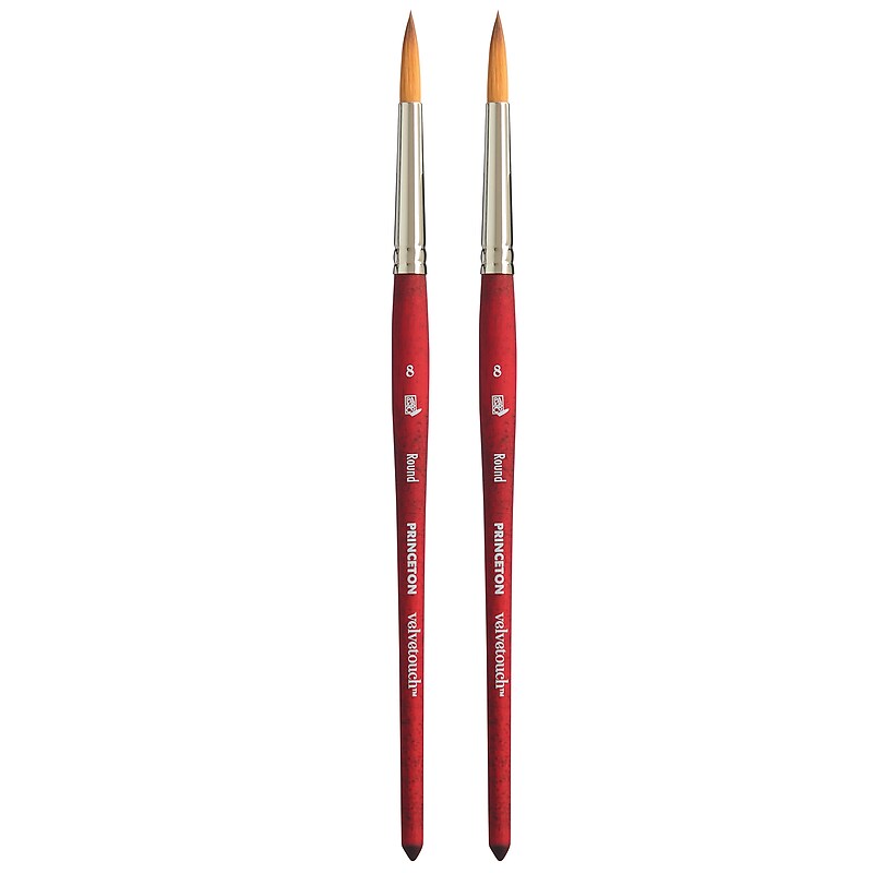Princeton Velvetouch Short Handle Mixed Media Synthetic Round Brush, 2/Pack (PBXP3950R8-2) image 1