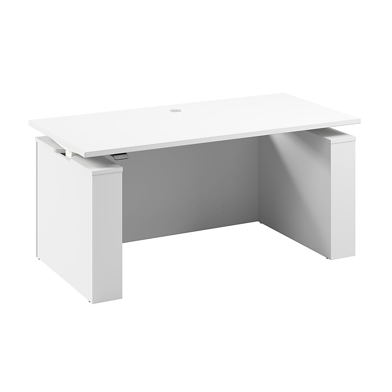 Bush Business Furniture Stratus 60"W Electric Rectangular Adjustable Standing Desk with Modesty Panel, White (SUT003WH) image 1