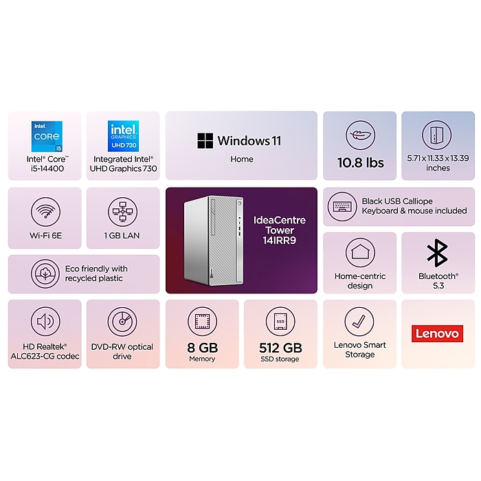 Lenovo IdeaCentre Tower Desktop Computer, Intel Core i5 Lenovo IdeaCentre Tower Desktop Computer, Intel Core i5