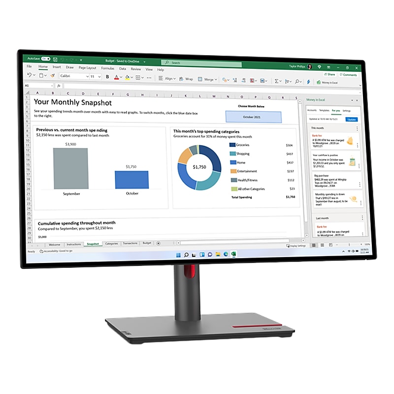 Lenovo ThinkVision P27q-30 27" 60Hz WLED Monitor, Raven Black (63A2GAR1US) image 1