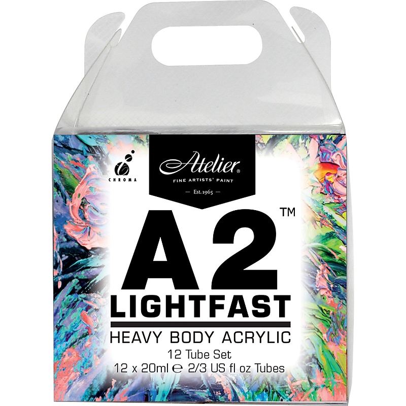 Chroma Atelier A2 Lighfast Acrylic Paint Tube, Assorted Colors, 20ml, 12/Set (CRM7491) image 1