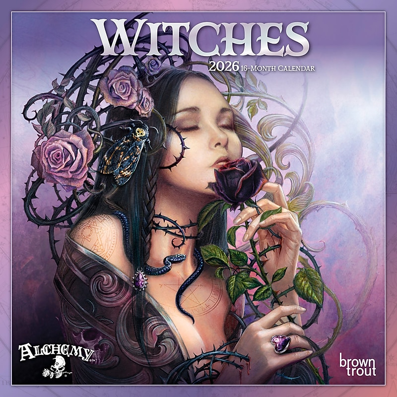 2026 BrownTrout Witches Alchemy 7" x 7" Monthly Wall Calendar (9798330708048) image 1