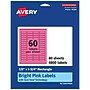 Avery Laser/Inkjet Rectangle Multipurpose Labels, 0.5" x 1.75", Bright Pink, 4800/Box (94204)~#|#~6ED23B6B-48B6-41E1-B47949A6890FC0C5_sc7