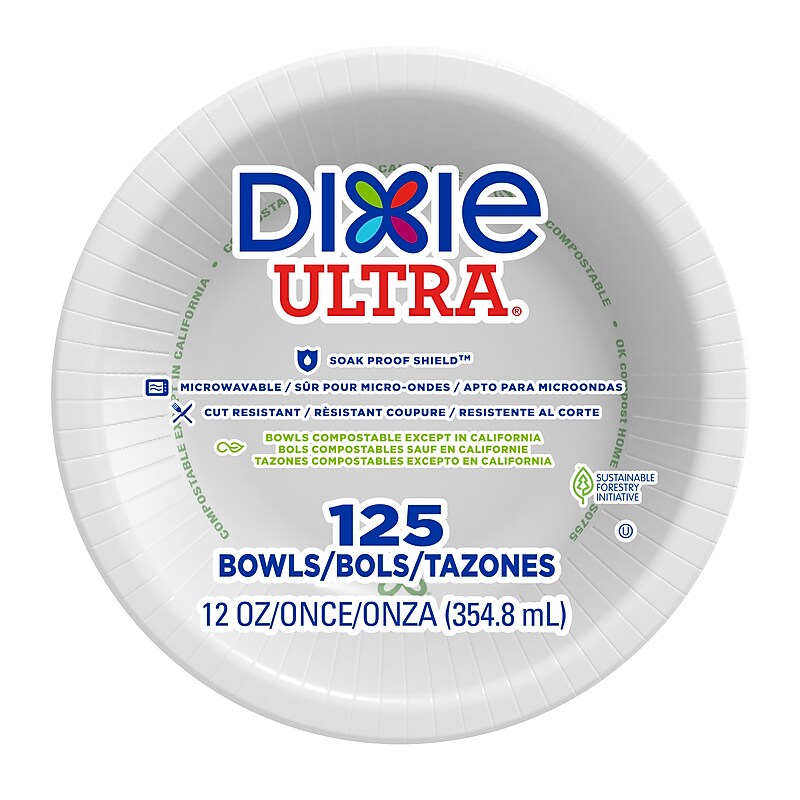 Dixie Ultra Pathways Paper Bowls, 12 oz., Multicolor, 500/Carton (SXB12WS) image 1