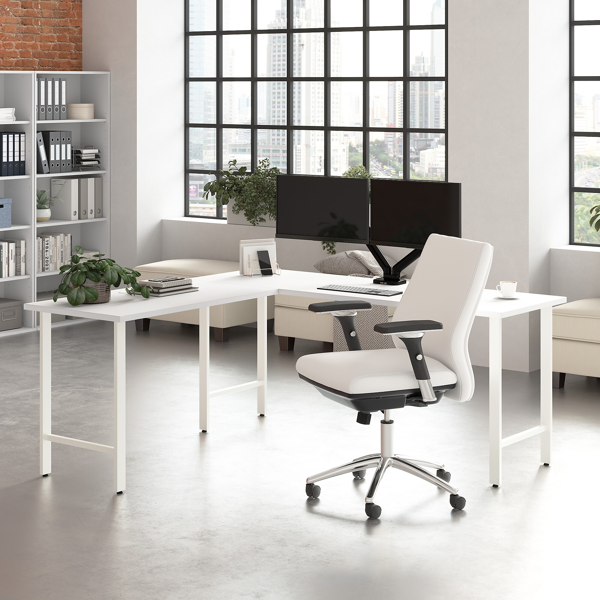 Bush Business Furniture Hustle 72W x 24D L Shaped Computer Desk with Metal Legs, White (HUS002WH) Sansujyuku sansujyuku.com