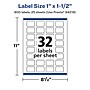 Avery Laser/Inkjet Waterproof Multipurpose Rectangle Labels, 1" x 1.5", White, 800 Labels/Pack (94219)~#|#~6EE8D97F-385C-46AE-917DF089CEEB7D68_sc7