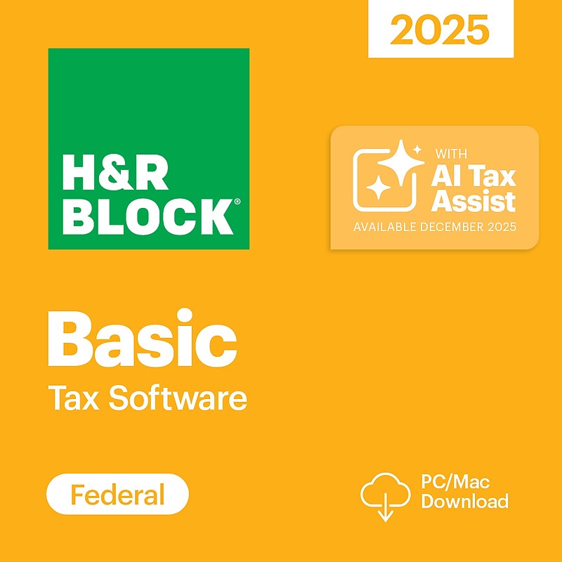 H&R Block Tax Software Basic 2025 for 1 User,  Win/Mac, Download (HRB641800V015) image 1