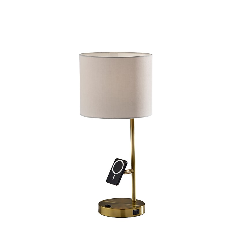 Adesso Wyatt Supercharger Incandescent Desk Lamp, 22"H, Antique Brass/Off-White (2610-21) image 1