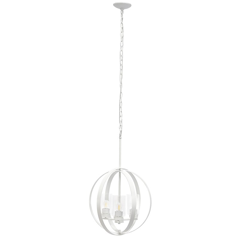 Lalia Home 3-Light 18" Adjustable Globe Hanging Metal and Clear Glass Ceiling LED Pendant, White (LHP-3010-WH) image 1