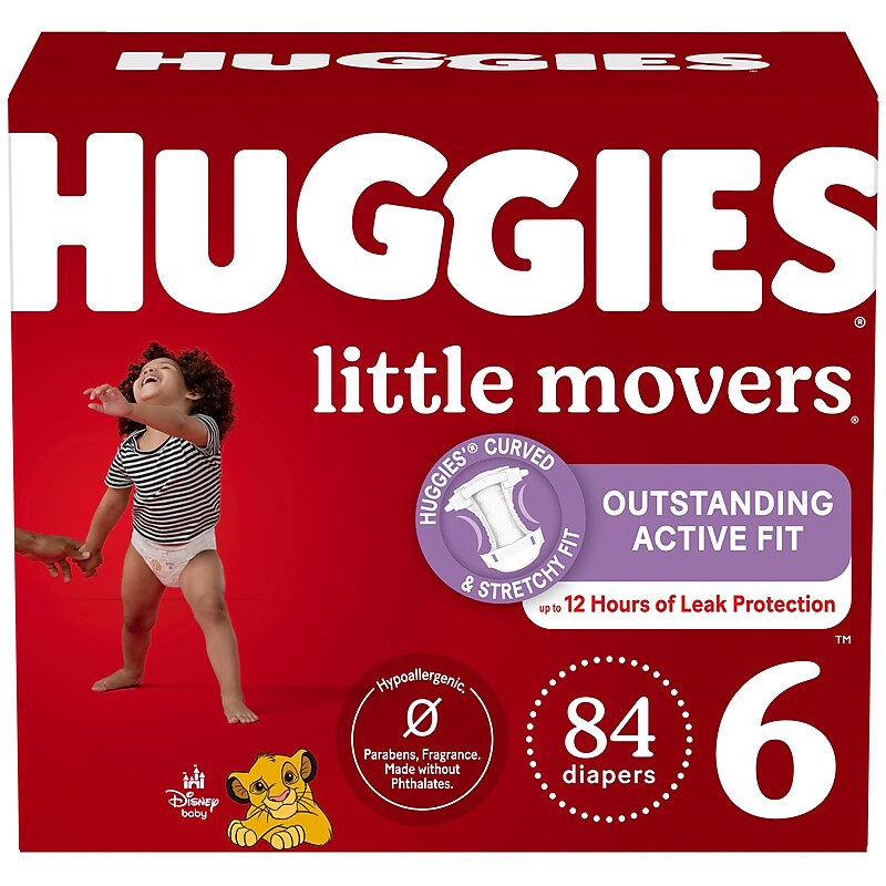 Huggies Little Movers Baby Diapers, Size 6, 84/Carton (53594) image 1