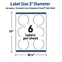 Avery Laser/Inkjet Circle Multipurpose Labels, 3" Dia., White, 60/Pack (S00DNG)~#|#~6F003DD2-9A20-4943-B9FAA8E95AAD6734_sc7