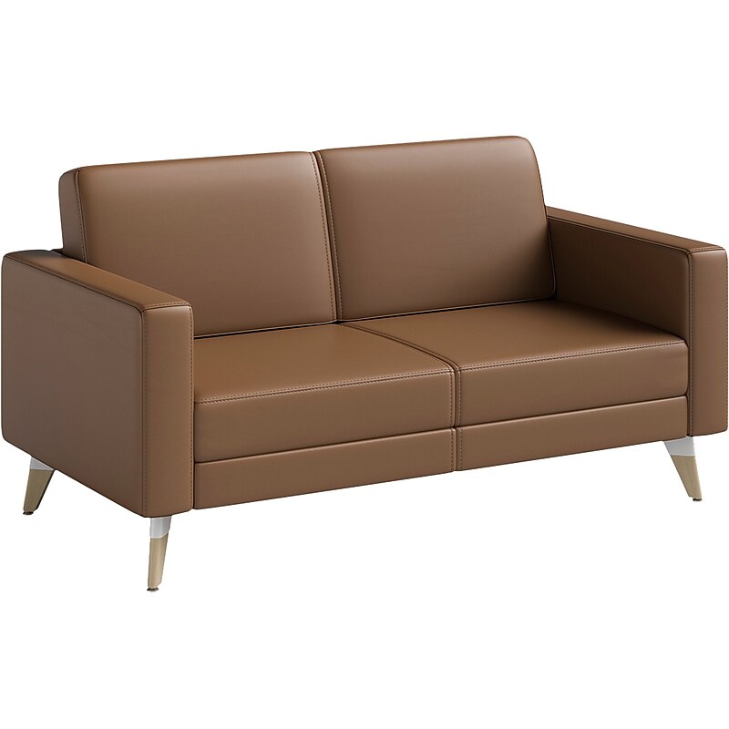 Safco Resi 54" Vinyl Lounge Settee, Cognac (1731RESFEET4PKCOG) image 1