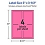 Avery Laser/Inkjet Rectangle Multipurpose Labels, 5" x 3.5", Bright Pink, 160/Pack (94256)~#|#~6F141F58-EF53-4835-89A723018E12570B_sc7