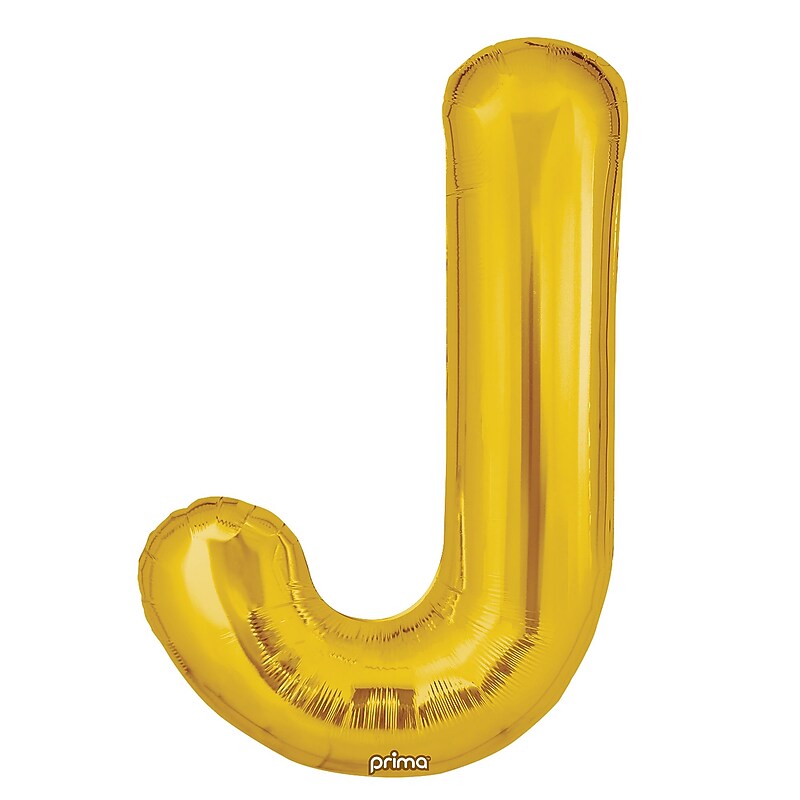 Party City (Air-Filled) 16" "J" Foil Balloon, Gold, 2/Pack (AM60050223-19) image 1