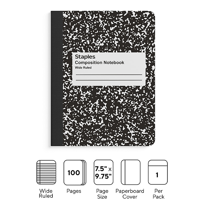 Staples 1-Subject Composition Notebook, 7.5