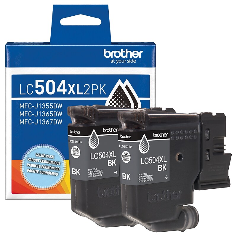 Brother LC504XL Black High Yield Ink Cartridge (LC504XL2PKS) image 1