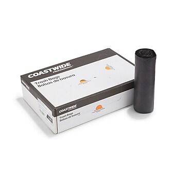 Coastwide Professional™ 40-45 Gal. Trash Bags, High Density, 22 Mic., Black, 25 Bags/Roll, 6 Rolls (CW17713)