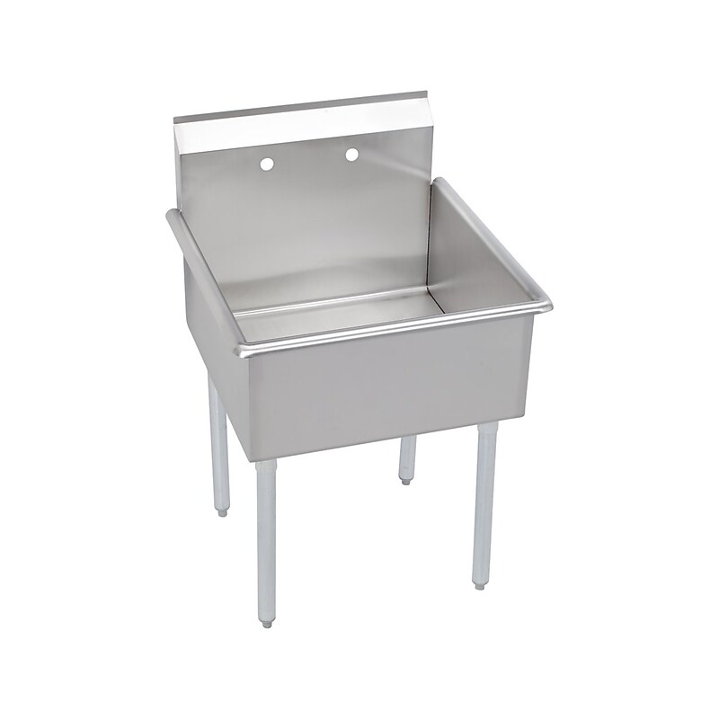 Elkay Dependabilt 2-Hole Single-Bowl Kitchen Sink with Legs, 42" x 27.5" x 27", Stainless Steel, Silver (B1C24X24X) image 1