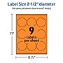 Avery Laser/Inkjet Multipurpose Circle Labels, 2.5" Dia., Bright Orange, 720/Box (94502)~#|#~6F23921A-713F-4A5B-91E25B37B8CF05C7_sc7