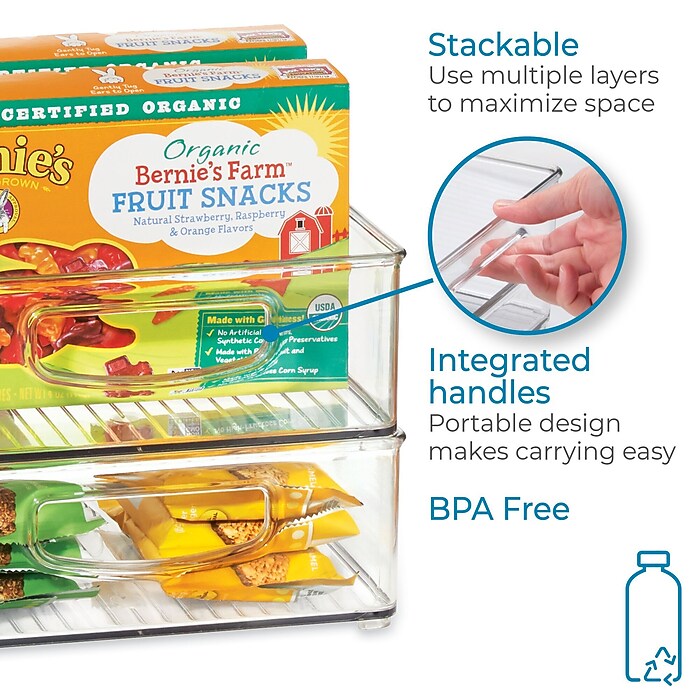 iDESIGN Small Stackable Plastic Storage Bin, Clear (63698) | Staples