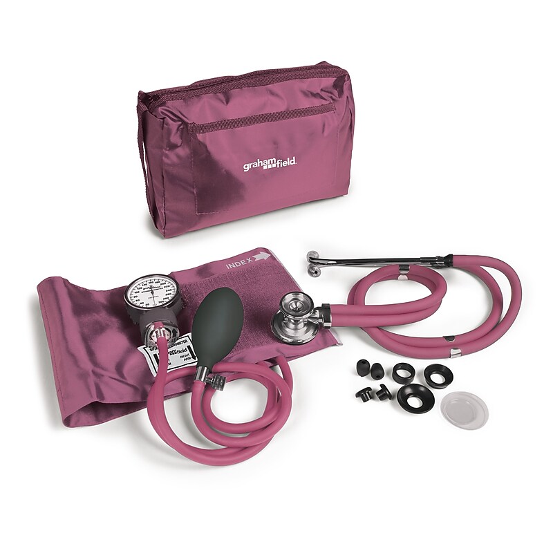 Graham-Field Aneroid Sphygmomanometer with Stethoscope, Adult, Pink (100-040P) image 1