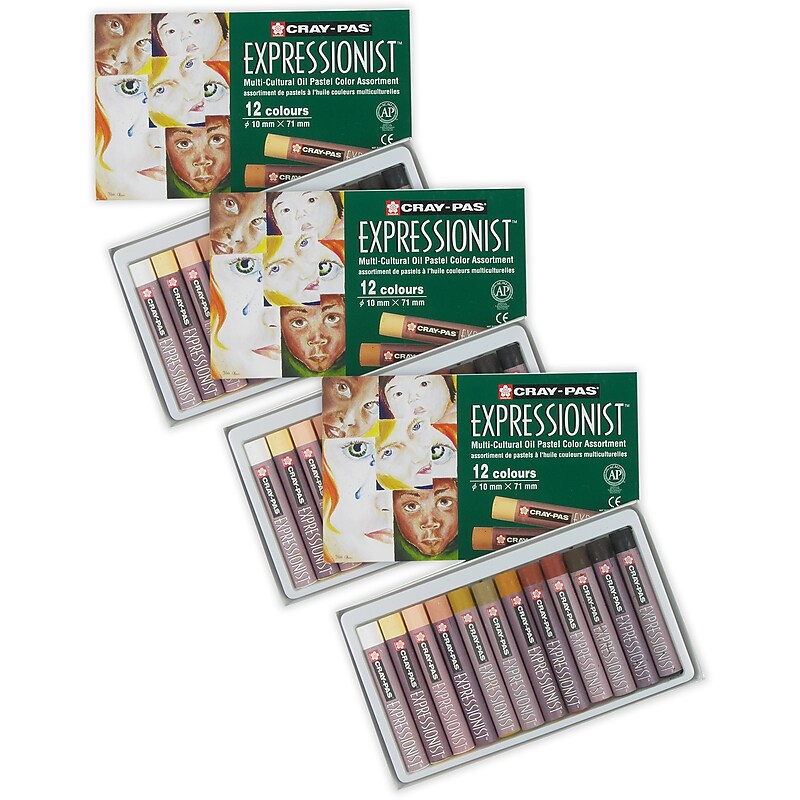Sakura Cray-Pas Expressionist Oil Pastels, Skin Tone Assorted Colors, 12/Set, 3 Sets/Bundle (SAKXLP12SA-3) image 1