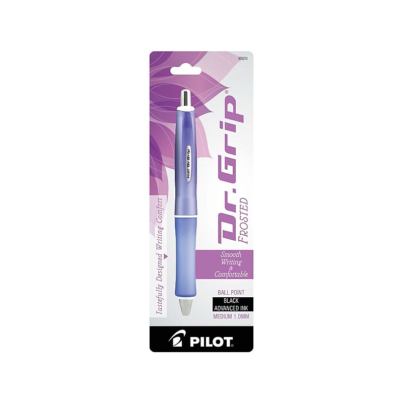 Pilot Dr. Grip Frosted Retractable Ballpoint Pen, Medium Point, 1.0mm, Black Ink (36254) image 1