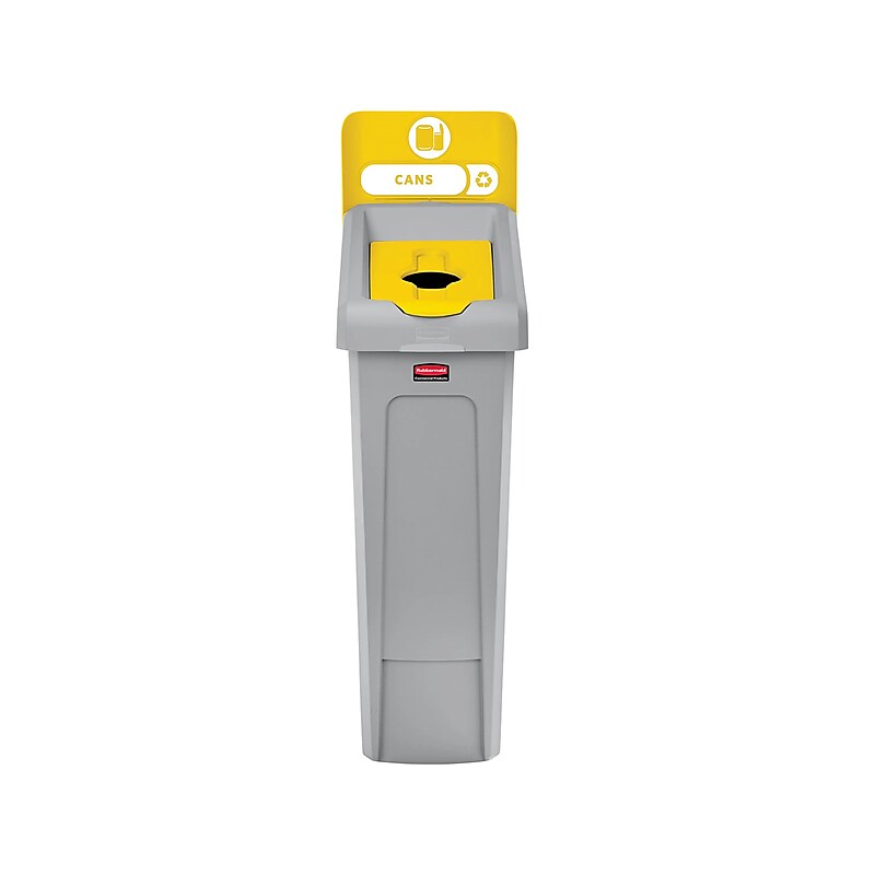 Rubbermaid Slim Jim Single-Stream Recycling Station, 23 Gallon, Gray/Yellow (2185052) image 1
