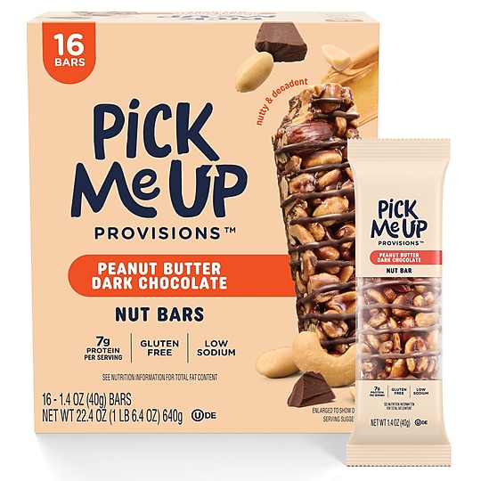 Pick Me Up Provisions™ Gluten Free Peanut Butter Dark Chocolate Nut Bar, 1.4 oz., 16 Bars/Box (PM63398)~#|#~6F430656-ECE8-4E4E-BA6B70C3BD8AE473_sc7
