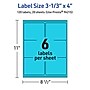 Avery Rectangle Multipurpose Labels, 3-1/3" x 4", Bright Blue, 120/Pack (94215)~#|#~6F443511-13D8-467F-A16723F1E6207EC3_sc7