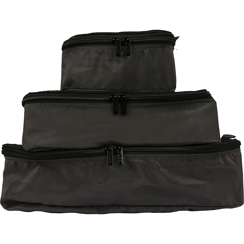 TUCCI 3-Piece Fabric Packing Cube Set, Water Resistant, Black (T0553-BLK) image 1