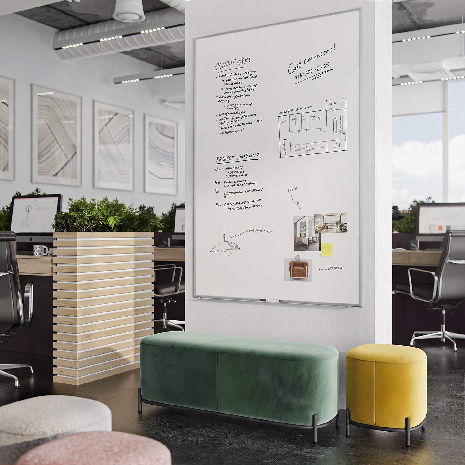 U Brands Basics Plus Steel Dry-Erase Whiteboard Aluminum Frame 4' x 6' 073U00-01 - Picture 3 of 7