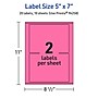 Avery Laser/Inkjet Rectangle Multipurpose Labels, 5" x 7", Bright Pink, 20/Pack (94258)~#|#~6F4F2DC9-486D-4A77-813A303F254AE935_sc7