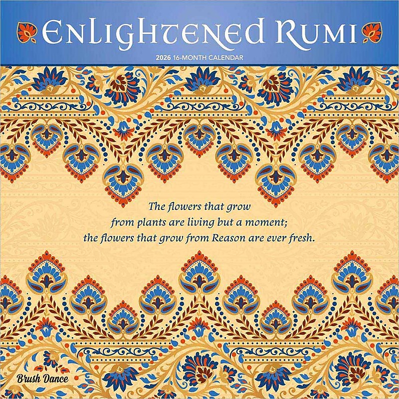 2026 Brush Dance Enlightened Rumi 12" x 12" Monthly Wall Calendar (9798330706518) image 1