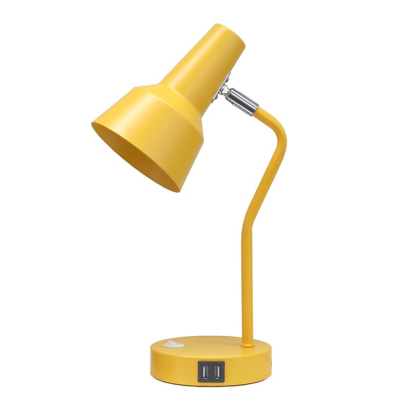 Simple Designs Sleek Essentials LED Desk Lamp, 15.2", with USB Ports, Yellow (LD1072-YLW) image 1