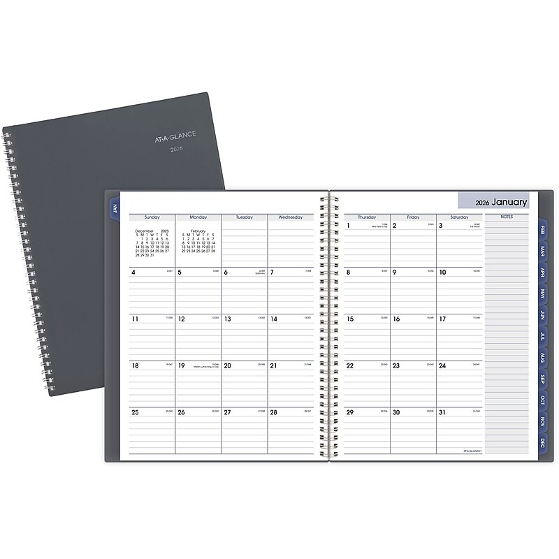 2026 AT-A-GLANCE DayMinder 8.5" x 11" Monthly Planner, Poly Cover, Gray (GC470-07-26) image 1