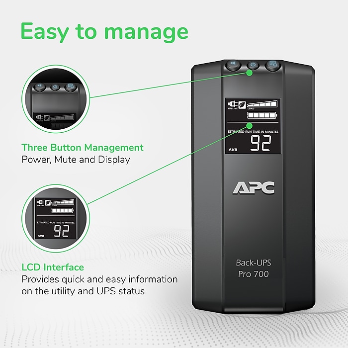 APC Power-Saving Back-UPS Pro 700VA Battery Backup , 6-Outlets